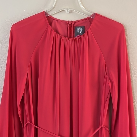 Vince Camuto Womens Orange Tie Lined Blouson Sleeve Dress gathered neck size 6 - Picture 4 of 16
